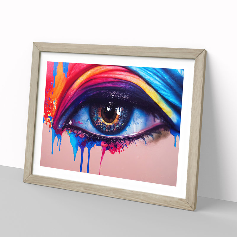 Eye Of A Woman Vol.5 Abstract - Single Picture Frame Painting, 34cm H x 46cm W x 2cm D, Oak