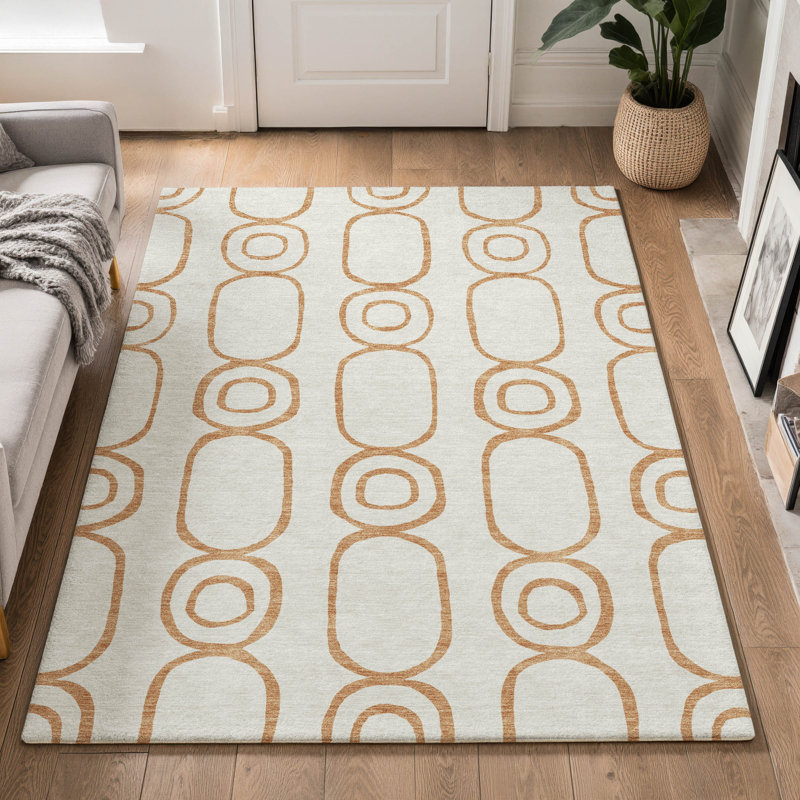 Tapis géométrique lavable à la machine de qualité supérieure Mayfield AMF2344, 3 pi x 5 pi, Cuivre