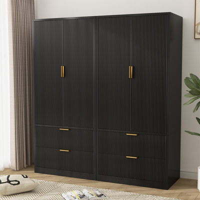Armoire Wardrobe Closet Door And Drawers, Bedroom Closet Wardrobe Cabinet With Hanging Rod, Freestanding Armoire Storage Cabinet For Bedroom Cloakroom