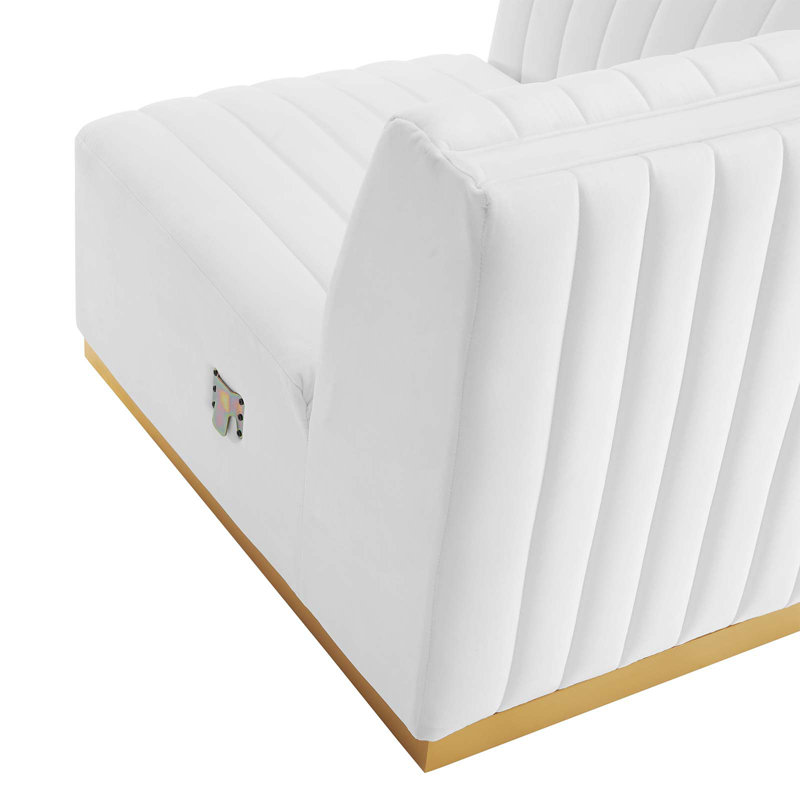Canapé modulaire 5 pièces Conjure, Velours blanc