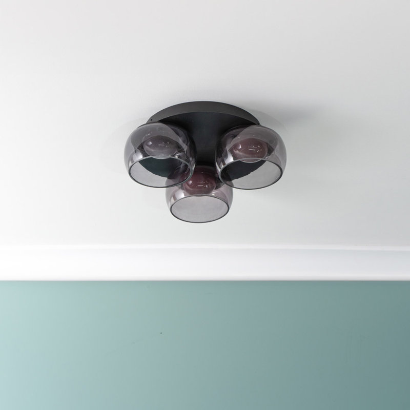 Couvertier Glass LED Flush Mount, Smoked, Matte Black