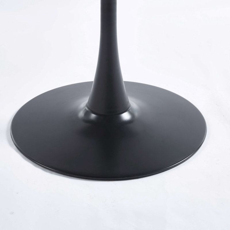 31.5"BLACK AND WALNUT Table Mid-Century Dining Table For 2-4 People With Round Mdf Table Top, Pedestal Dining Table, End Table Leisure Coffee Table