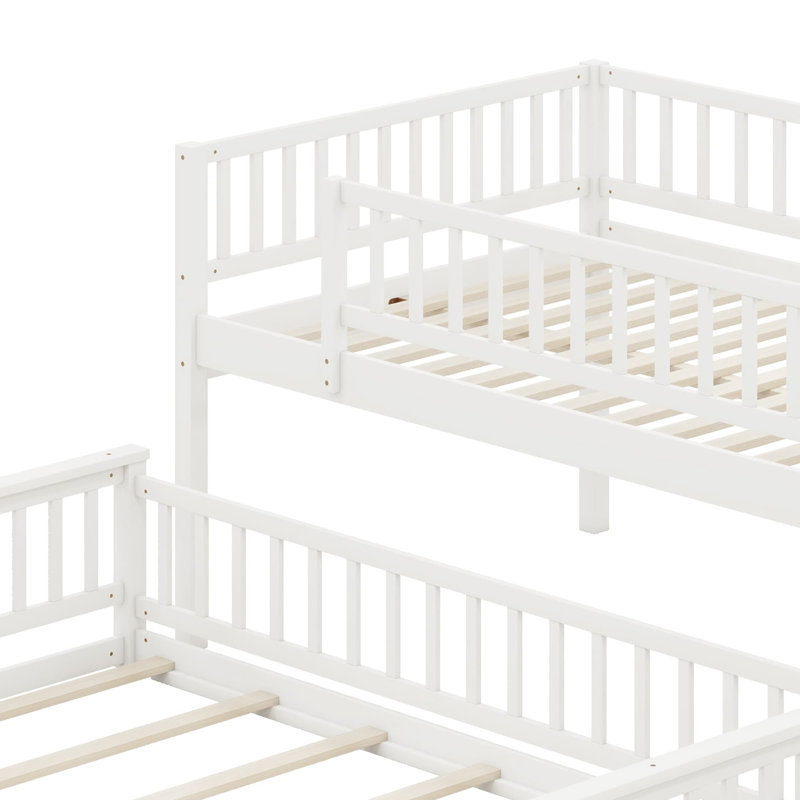 Bunk Bed With Ladder And Guardrails, White