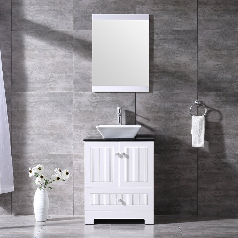Ensemble de meuble-lavabo simple 25 "avec miroir Brandelynn