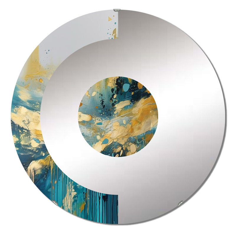 Miroir mural demi-cercle Golden Explosion Triangles IV, 31,4 po x 31,4 po