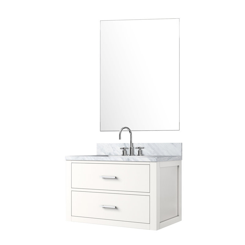 Meuble-lavabo blanc 30 po X P 22 po, comptoir en marbre, robinet, miroir simple 28 po 30 po x 22 po, marbre