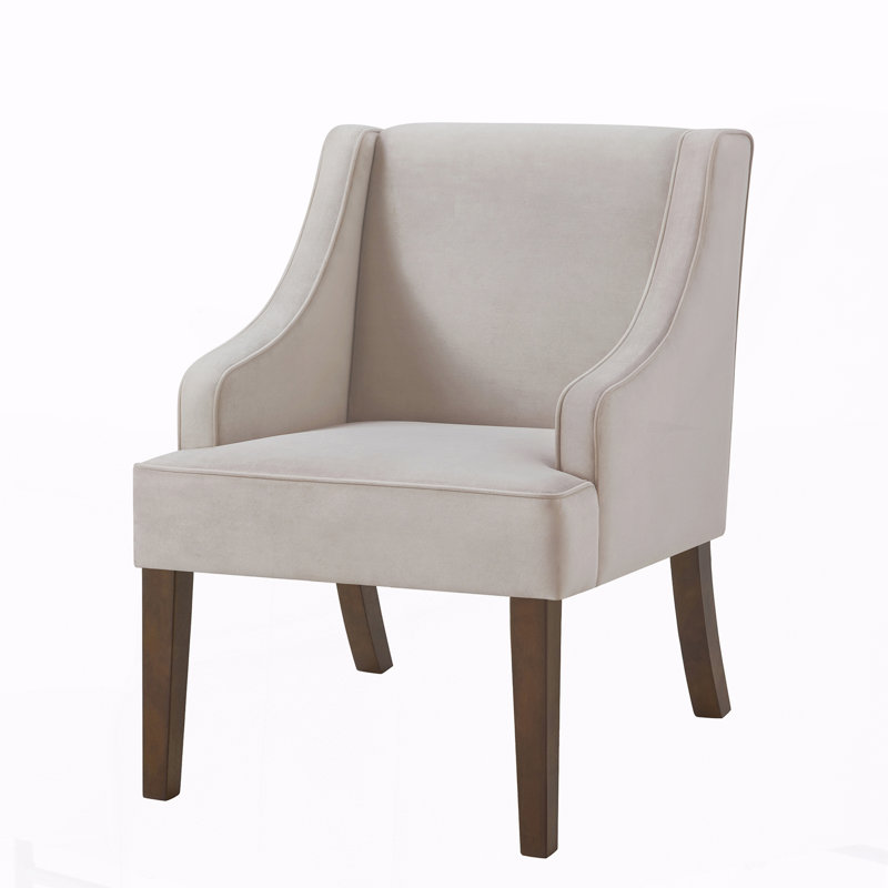 Chaise d'appoint Mid-Century moderne, fauteuil rembourré en tissu avec pieds en bois massif pour le salon, la chambre à coucher, le bureau