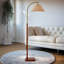 Lampe sur pied de 63 po en noyer de style moderne, convenant aux bureaux, salons, salles à manger et chambres à coucher
