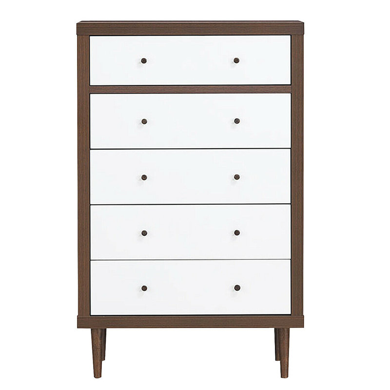 Nikita 5 -Drawer Accent Chest, 48.9"H x 31"W x 16"D, White/Walnut