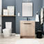 Armoire de salle de bain autoportante de 30 pouces avec lavabo en céramique blanche. 2 portes. Moderne. Chêne uni. Contreplaqué. Tablette réglable. Poignées en métal pour meuble-lavabo délicat, en pouces. Lavabo et unité luxueuse-1353957582-1353957585