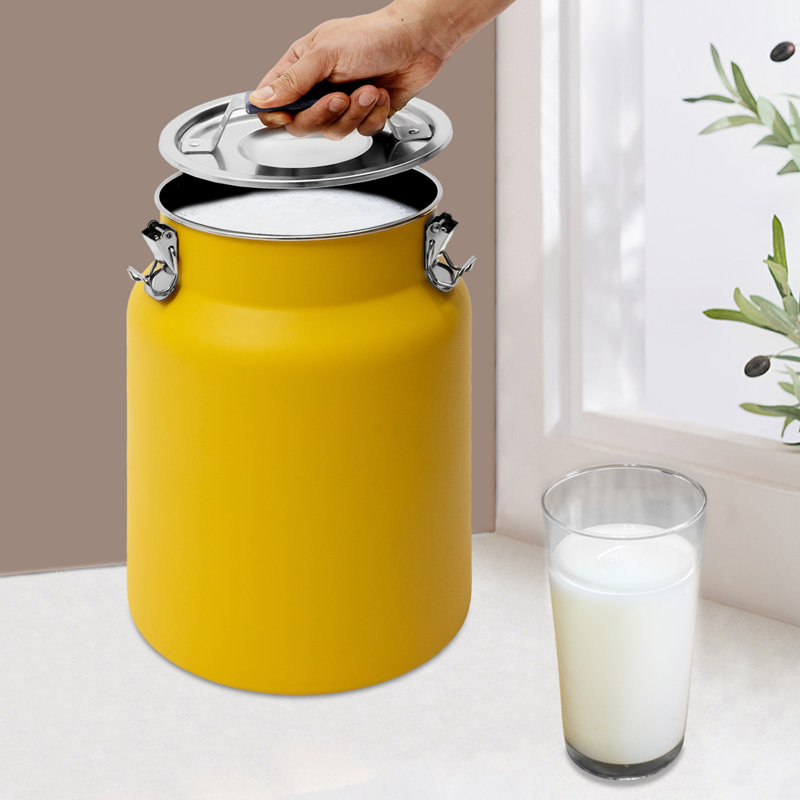 Contenant alimentaire en acier inoxydable 12L / 3,17 gallons avec couvercle, Jaune