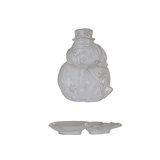 Stoneware Snowman Shaped Plate With Snowflakes And Broom With Reactive Glaze