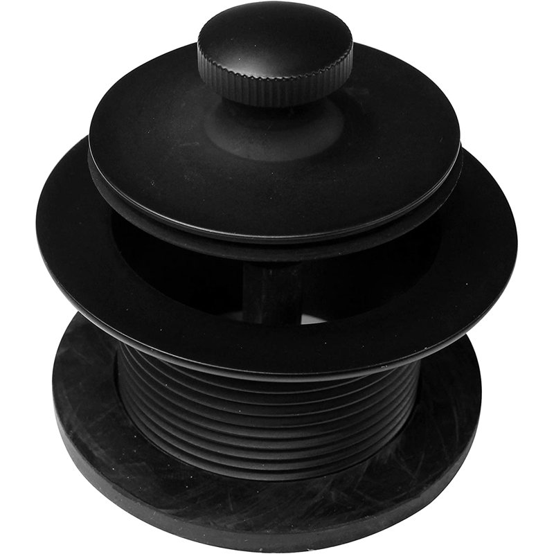 Tubular Twist and Close Bath Waste Leg Tub Drain with Overflow, Matte Black