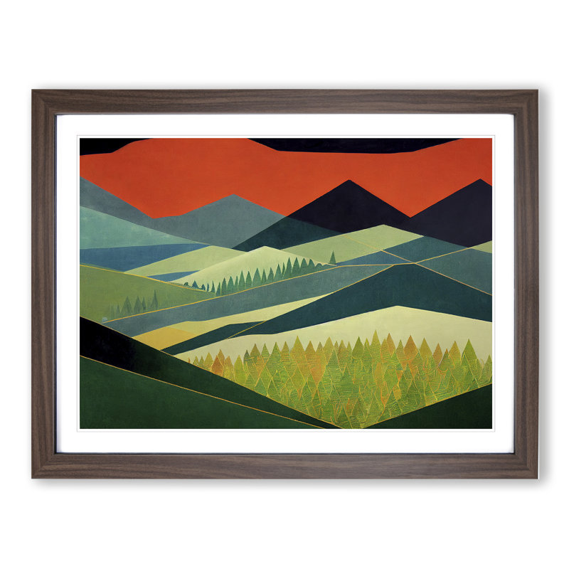 XH1022-6816X Peaceful Abstract Forest - Picture Frame Print, 34cm H x 46cm W x 2cm D, Walnut Framed