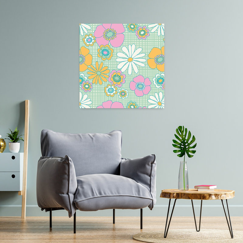 Art contemporain, art abstrait de printemps, marguerite, H 24 po x l 24 po