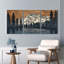 Ensemble de 3 tableaux sur toile représentant un paysage de montagne avec des pins et son reflet-295782583