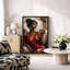Art moderne abstrait femme afro avec boisson, images de chambre à coucher, impression sur toile encadrée, impression numérique-126031452-126031445