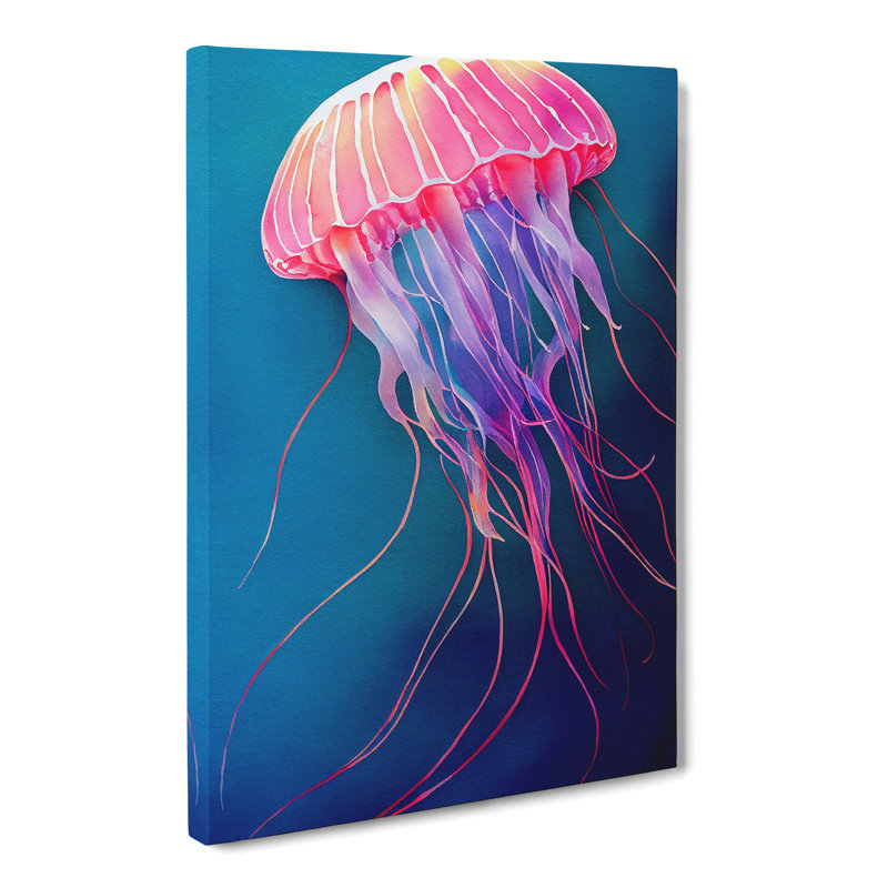 Watercolour Jellyfish - Wrapped Canvas, 76cm H x 50cm W x 3cm D