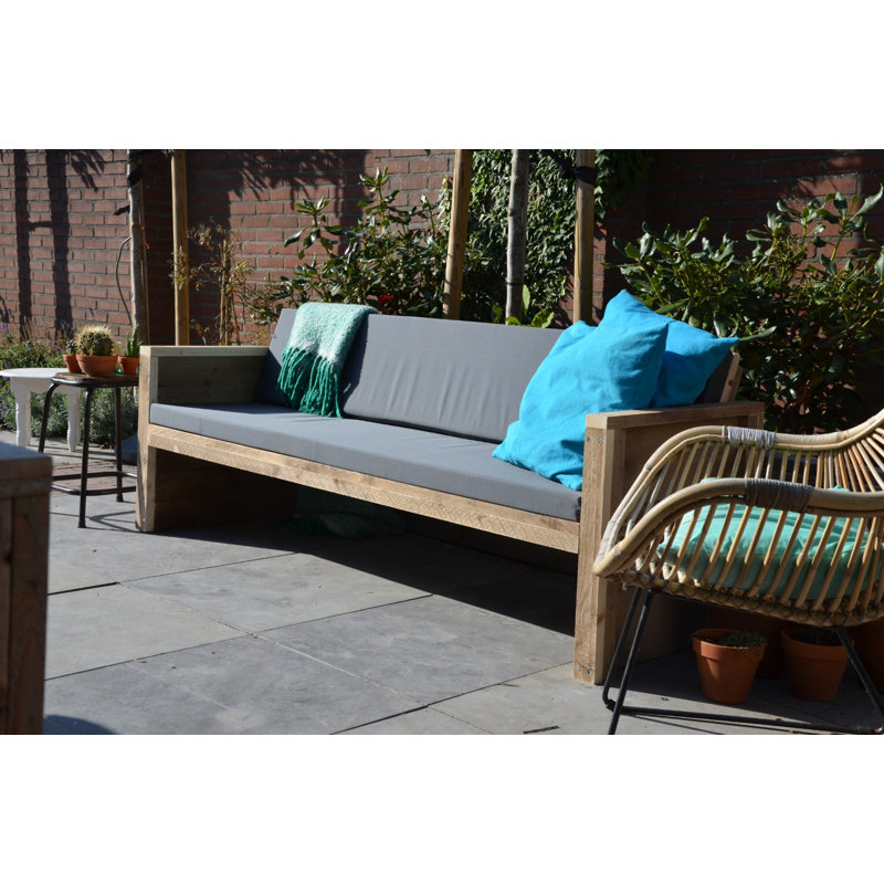 Wood4you - Garden bench Lucas - 'Do It Yourself' scaffolding wood kit - Incl. cushion, 72cm H x 140cm W x 57cm D