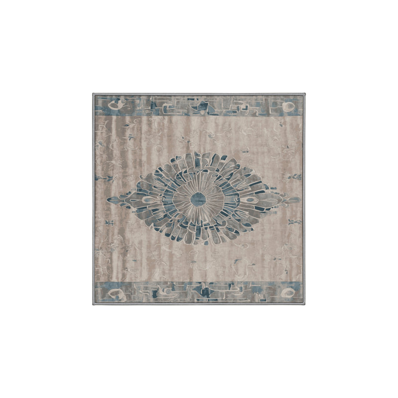 Machine Washable Gray Area Rug, Rectangle 5' x 8'
