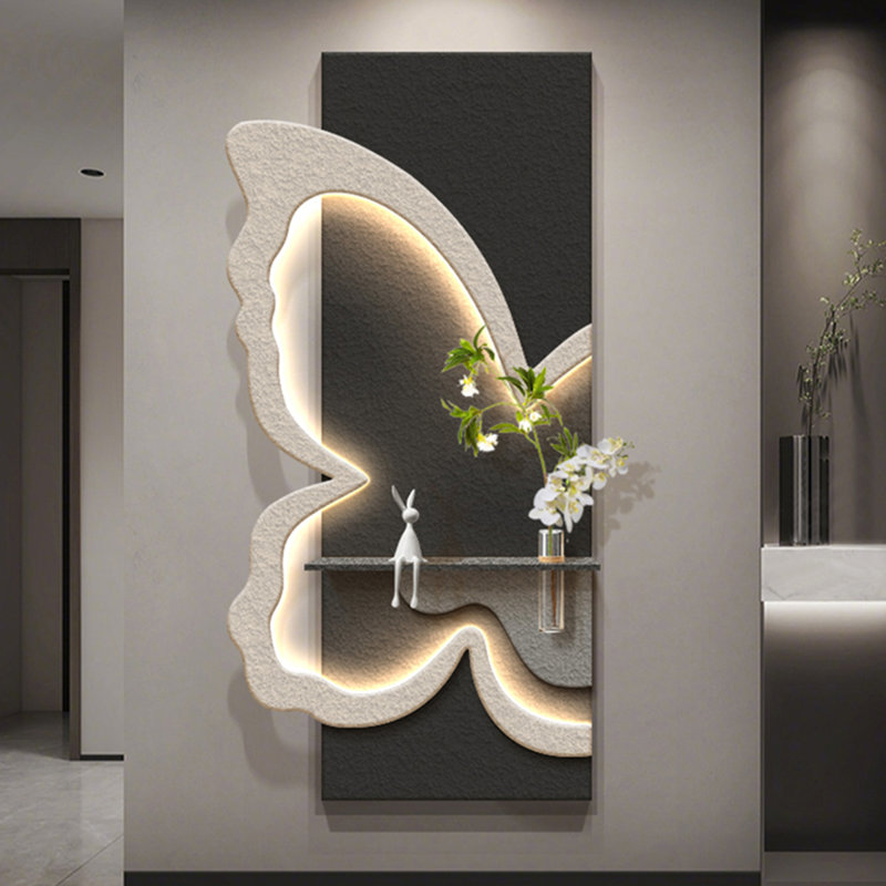 Art mural noir en bois manufacturé + grès, H 39,37 po x l 19,69 po