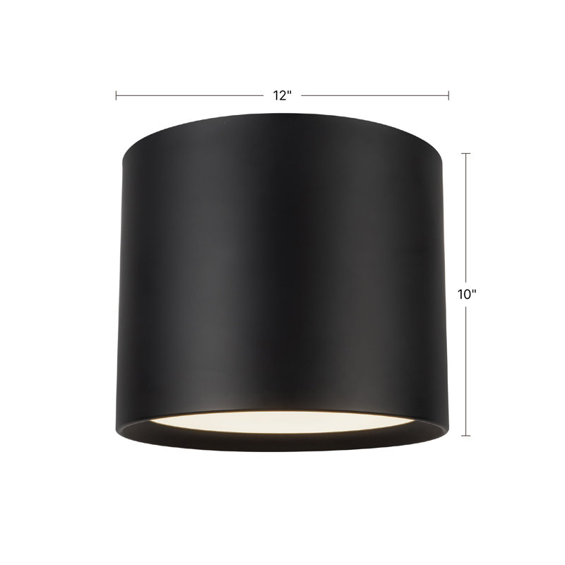 Uma 12-in Black dimmable LED Semi-Flush Mount, Matte Black