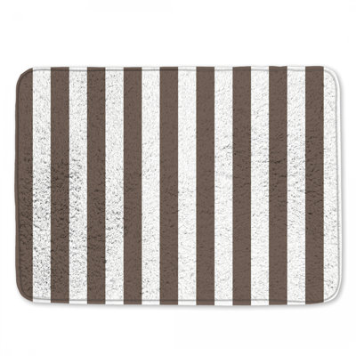 Brown White Stripes Bath Mat