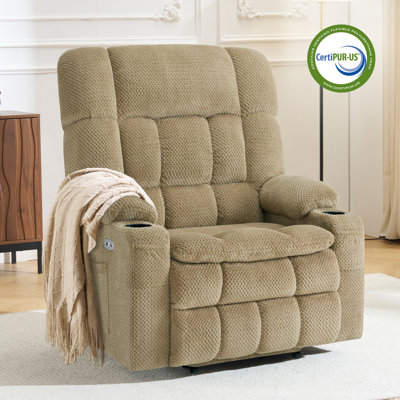 26.4'' W Dual Motor Power Lift Recliner Infinite Position With Heat And Massage, Fabric