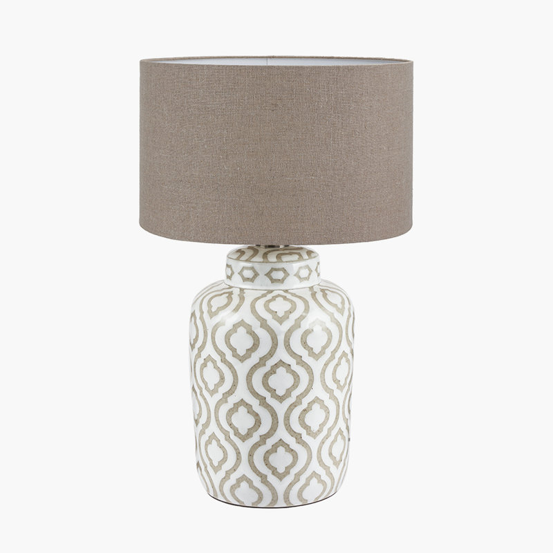 Ceramic Table Lamp, 19.68" H x 11.81" W x 11.81" D, Brown, Beige