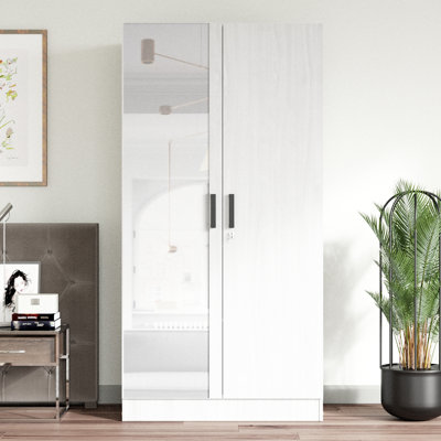 Neiman 2 Doors Wardrobe, Mirrored Door by Ebern Designs