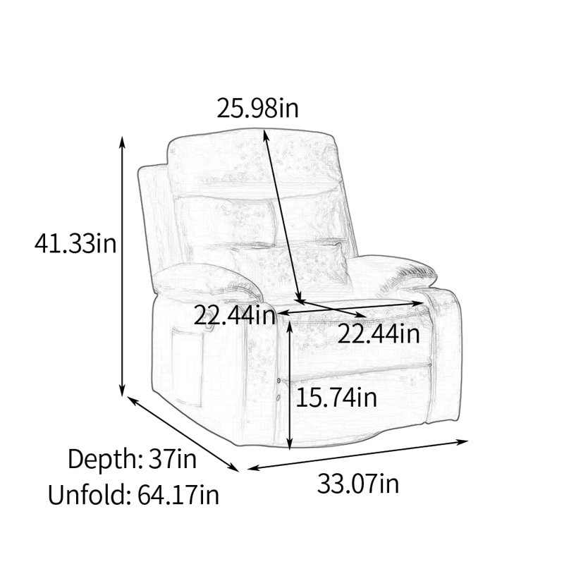 Fauteuil inclinable multifonctionnel avec porte-gobelet Comfy, Cuir gris