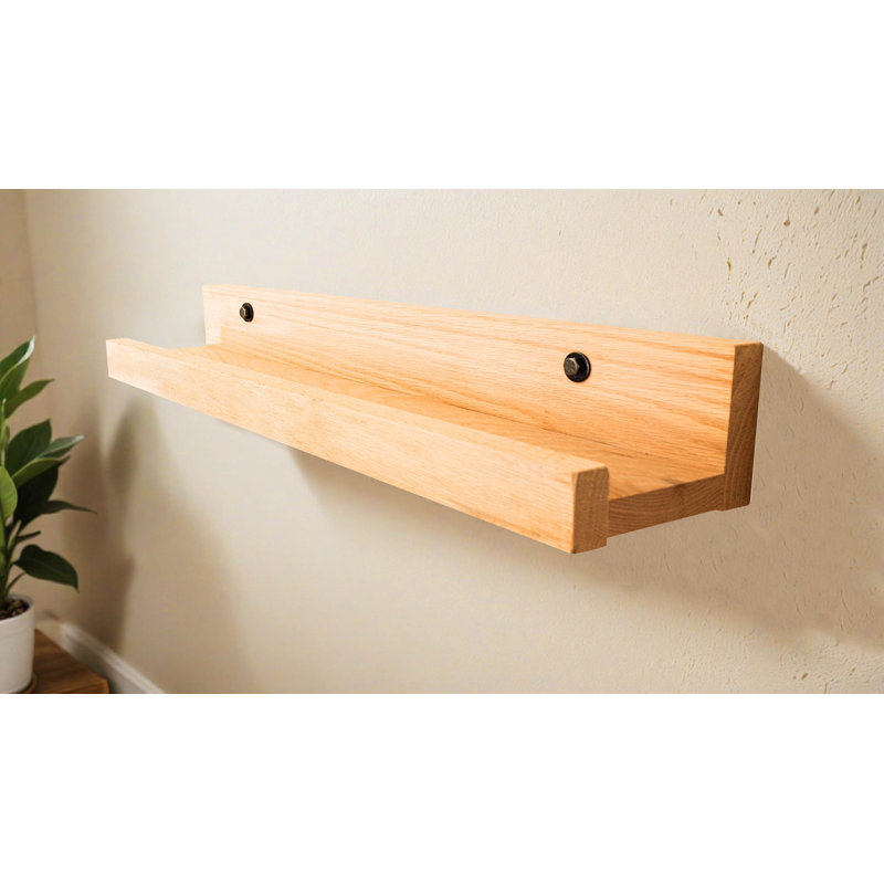 Grandes tablettes rayonnées en chêne massif 3 pièces Rayne, 34x6x5