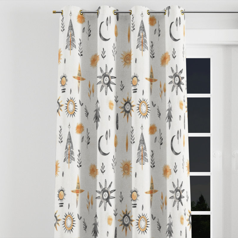 Rideaux marocains marocains pour la chambre à coucher - Rideau à œillets orange minimaliste Boho - 1 panneau, Œillets dorés