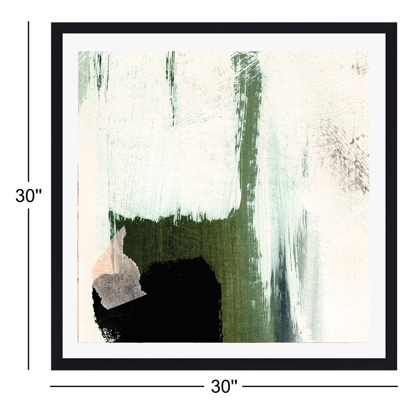 Abstract Minimal, Black Framed Canvas, No, 30" H x 30" W x 2" D