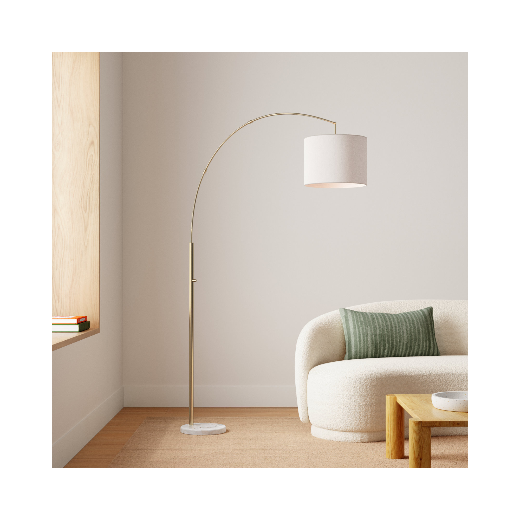 Felice 73.5'' Floor Lamp, Off White, Antique Brass