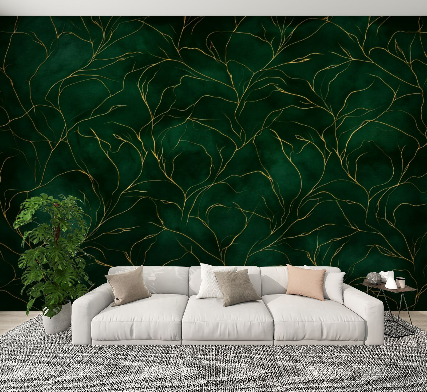 Red Barrel Studio® Peel and Stick Wallpaper Elegant Dark Green Marble ...