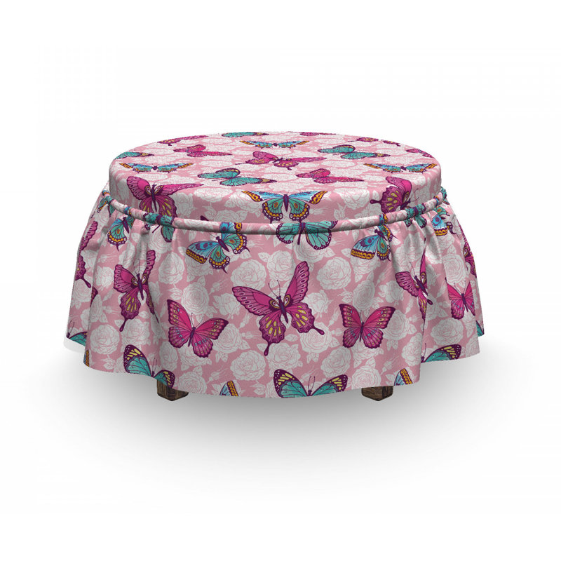 Housse pour repose-pieds rose pâle fleurs romantiques