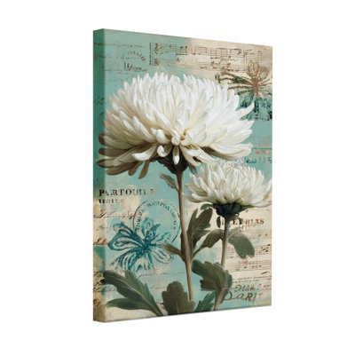 Plants & Flowers White Chrysanthemum Floral Music Sheet Background
