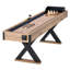 Table de jeu de palets de 9 pi avec trousse de conversion pour quilles, terrain de jeu en poly enduit résistant aux égratignures, fabrication en panneau de fibres à densité moyenne avec finition en bois, comprend des rondelles, de la cire, une brosse et un jeu de quilles