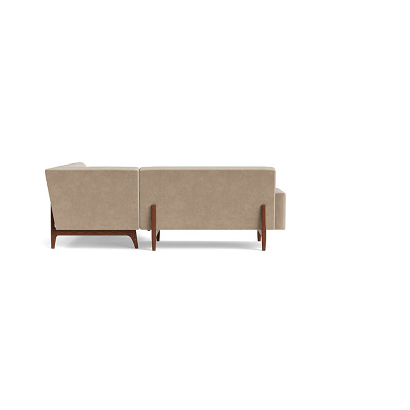 Tyler Sectional With Bumper (95" X 95"), Velvet - Beige, Right Hand Facing