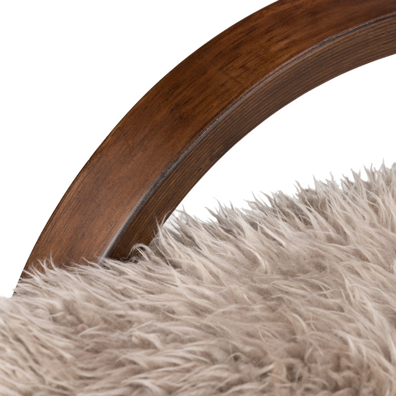 Tobin Armchair, Terra Brown Parawood, Taupe Mongolian Fur