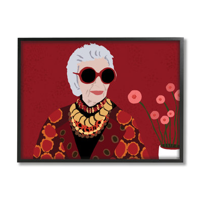 Portrait rouge glamour de Apfel Fashion Icon