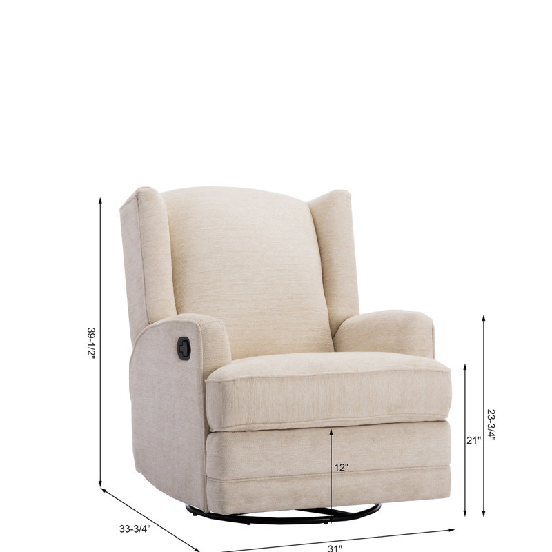 Serelda Transitional Beige Chenille Wingback Swivel Recliner