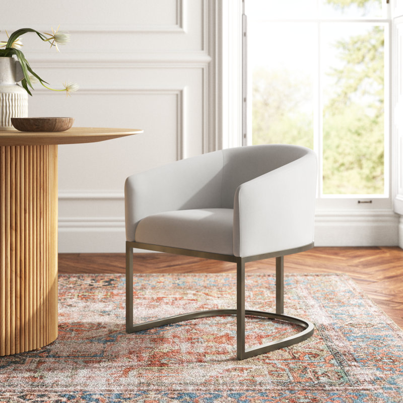 Wiley Fabric Upholstered Solid Back Arm Chair, Beige