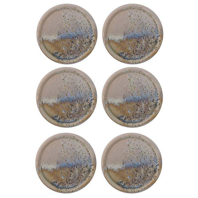 Stoneware Plates With Wide Rim, Reactive Glaze
