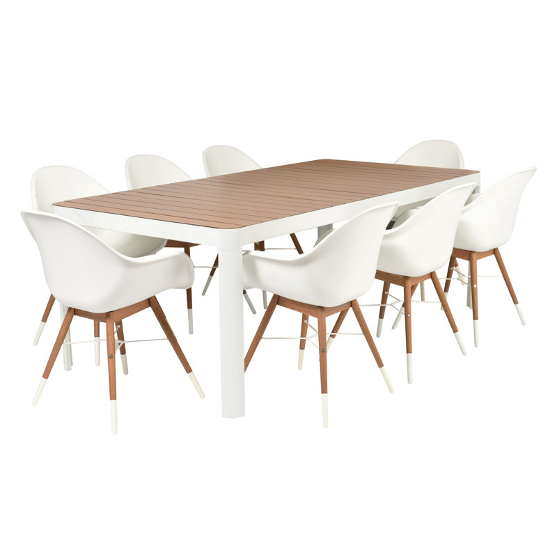 Elian 8 - Person Wood Patio Dining Set with Rectangular Table