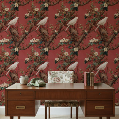 Papier peint amovible rétro avec motif floral rétro
