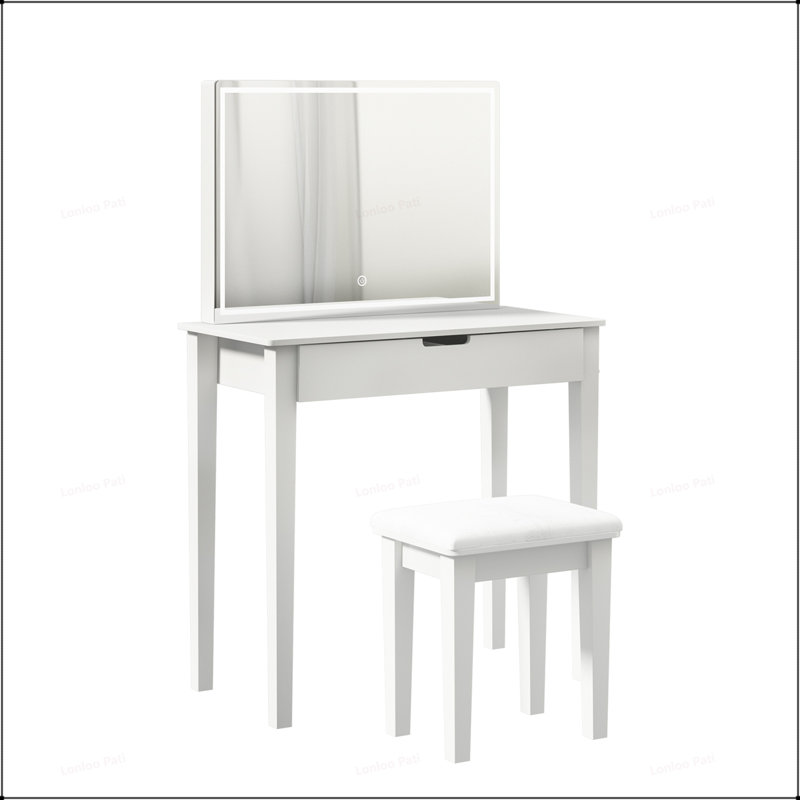 Versatile Vanity Desk Set with Mirror and Multiple Functionalities for Bedroom