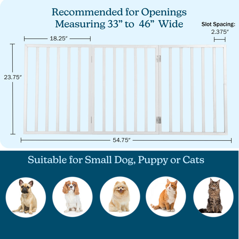 Barrière pour animaux pliable pour animaux à 3 panneaux pour animaux de compagnie - Barrière pour chien autoportante rétractable 55 x 24 pouces pour les escaliers, les couloirs ou les portes par Petmaker (blanc)