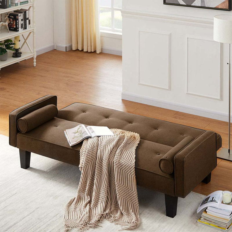 Upholstered 71.65 " Sofa, Brown Polyester Blend